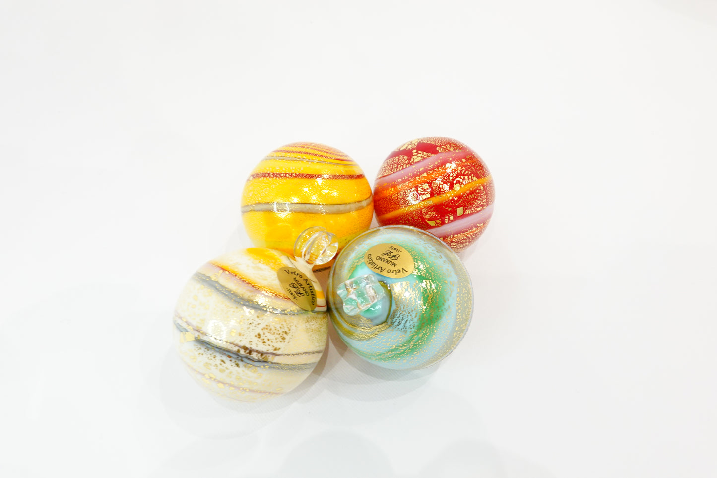 Christmas bauble in striped blown Murano glass