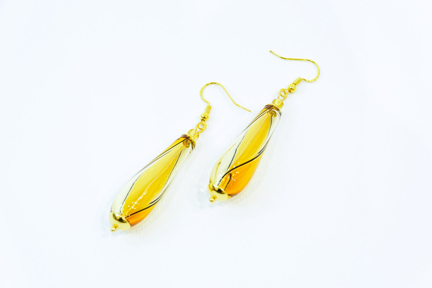 Amber Murano Glass Filigree Earrings
