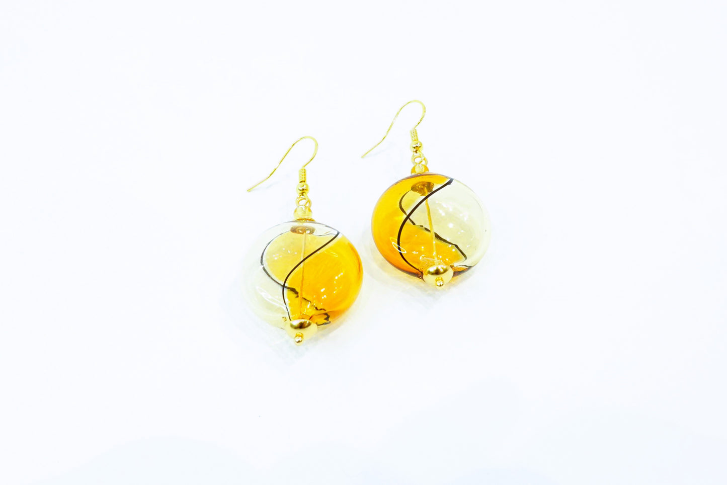 Amber Murano Glass Filigree Earrings