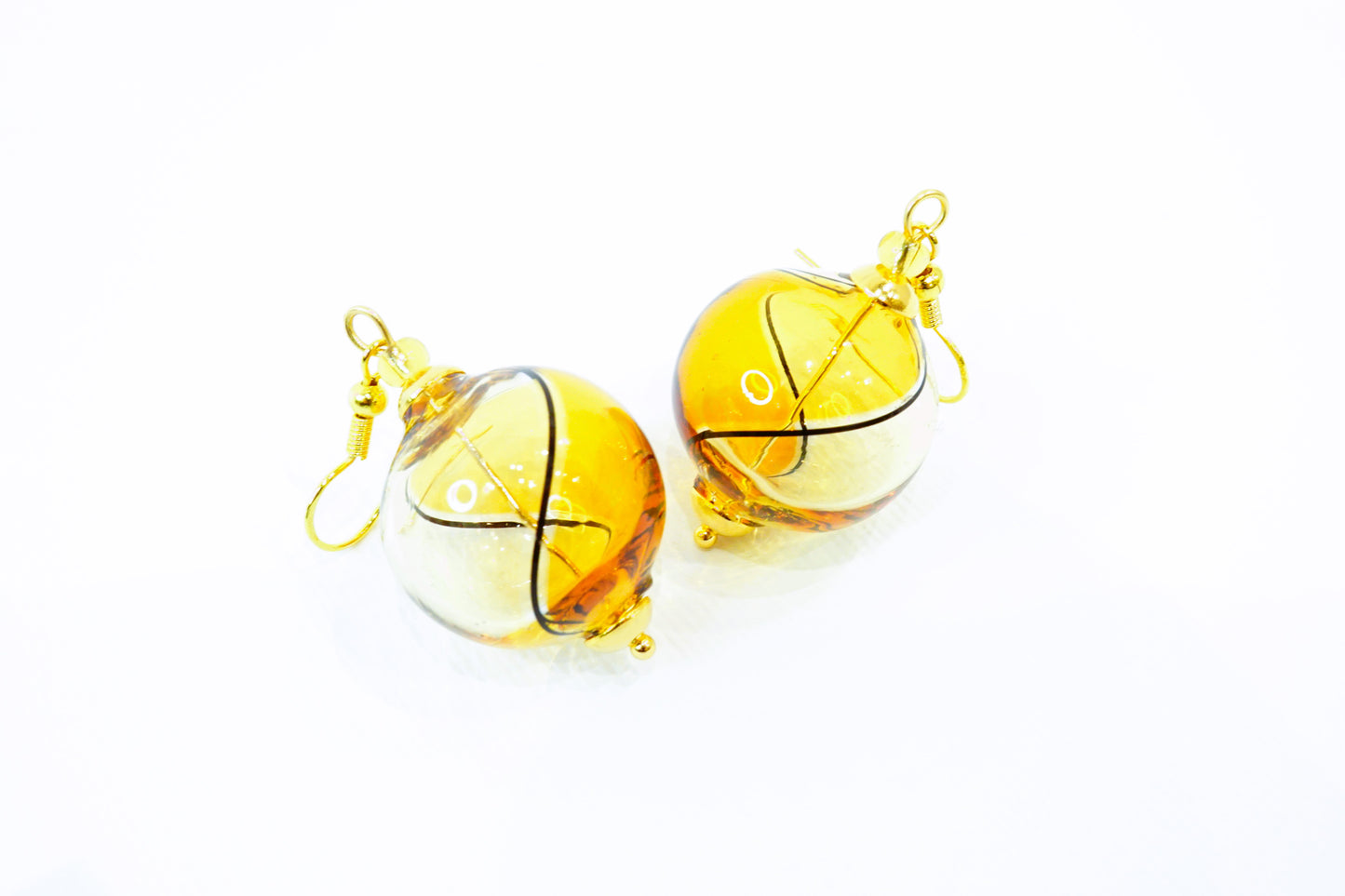 Amber Murano Glass Filigree Earrings