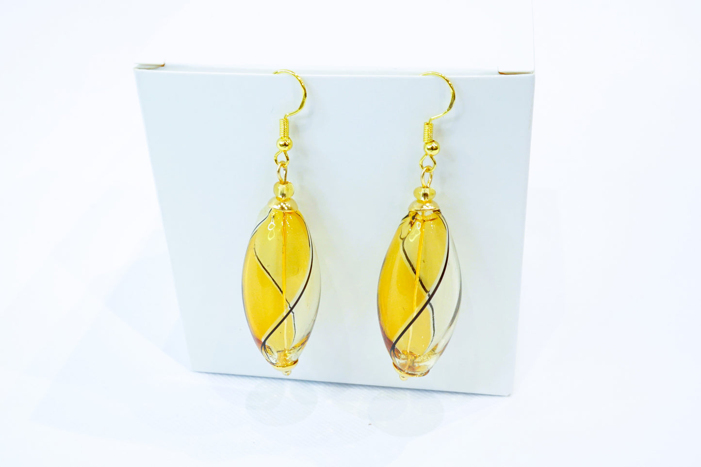 Amber Murano Glass Filigree Earrings