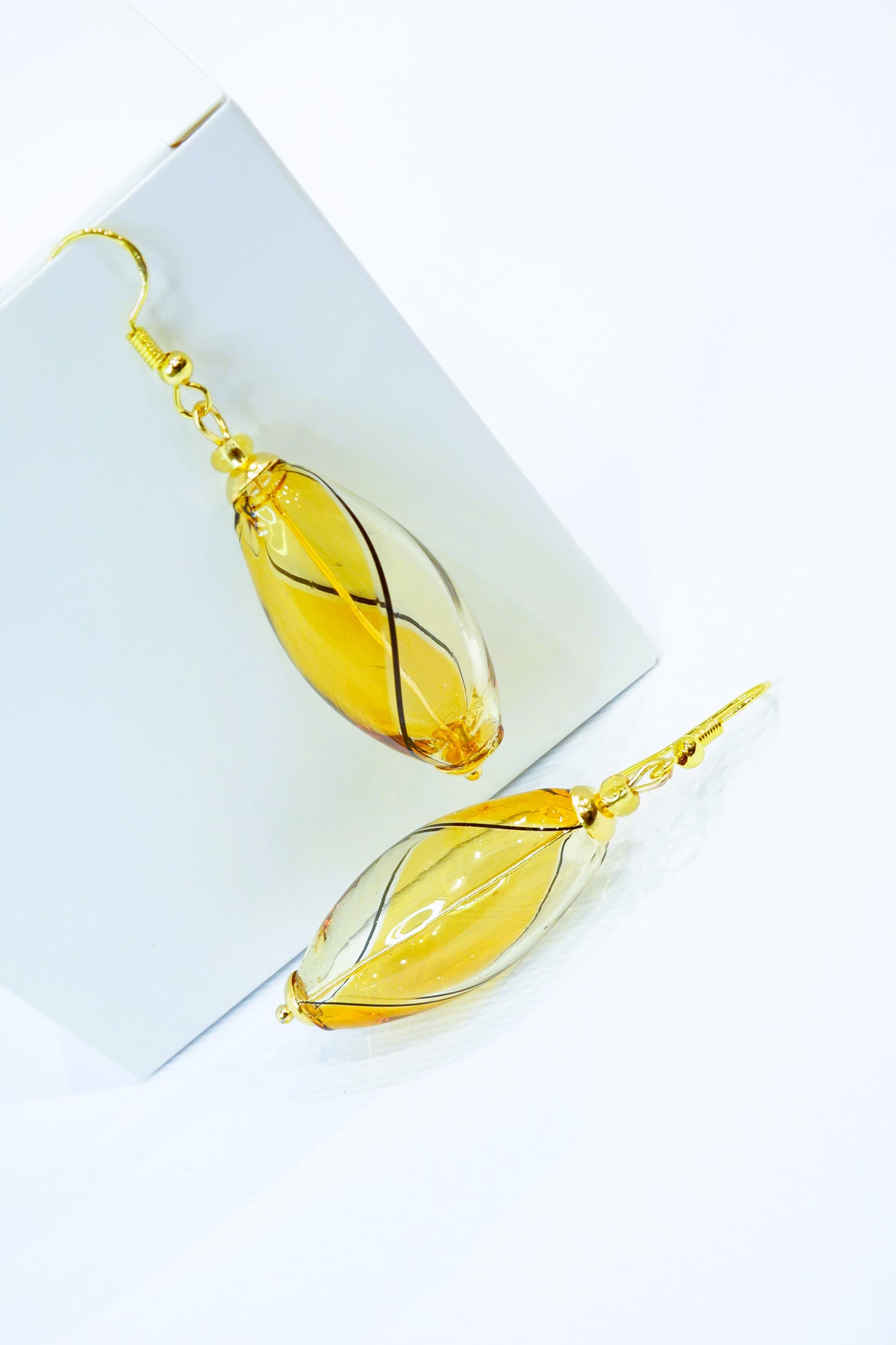 Amber Murano Glass Filigree Earrings