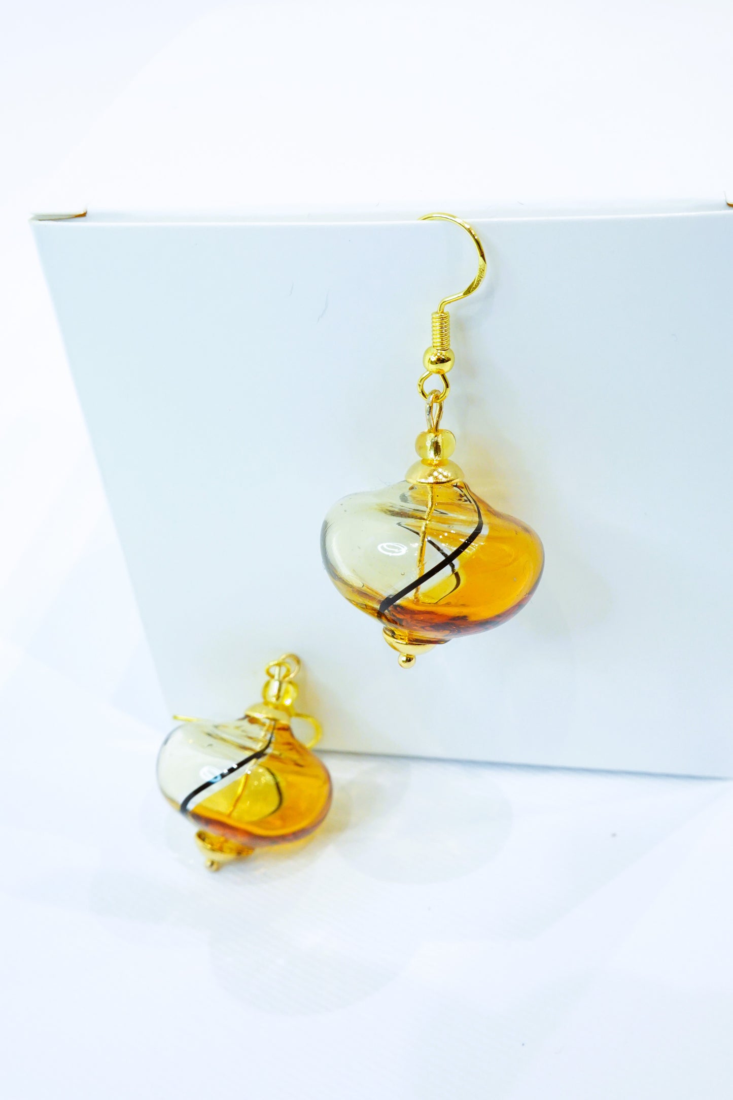 Amber Murano Glass Filigree Earrings