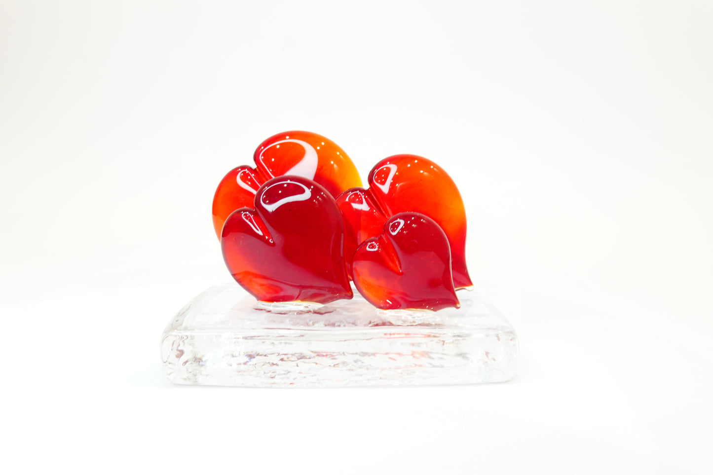 Four Hearts on a transparent base - Four Hearts on a transparent base - Murano glass