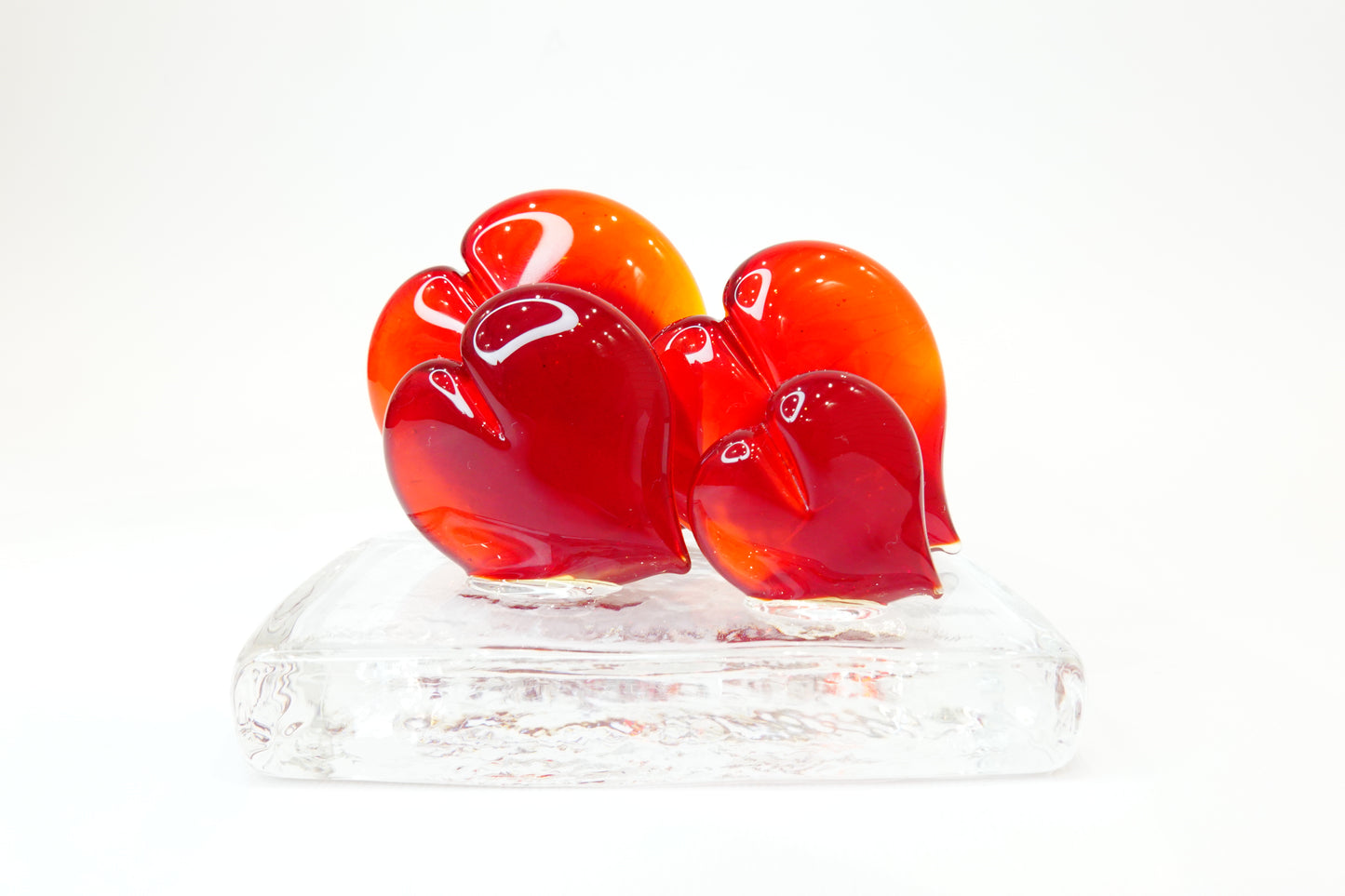 Four Hearts on a transparent base - Four Hearts on a transparent base - Murano glass