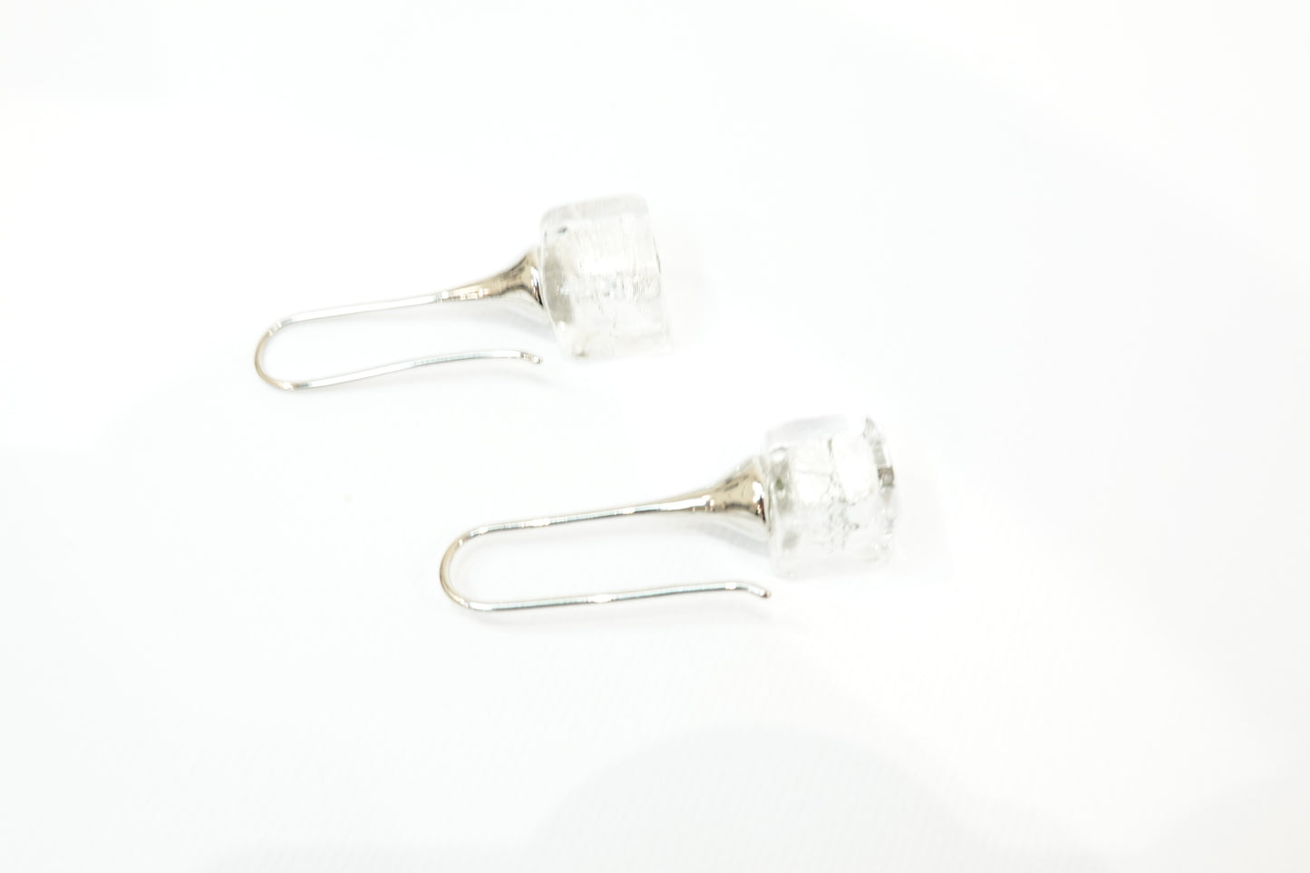 Sommerso Murano Glass Cube Earrings with silver leaf