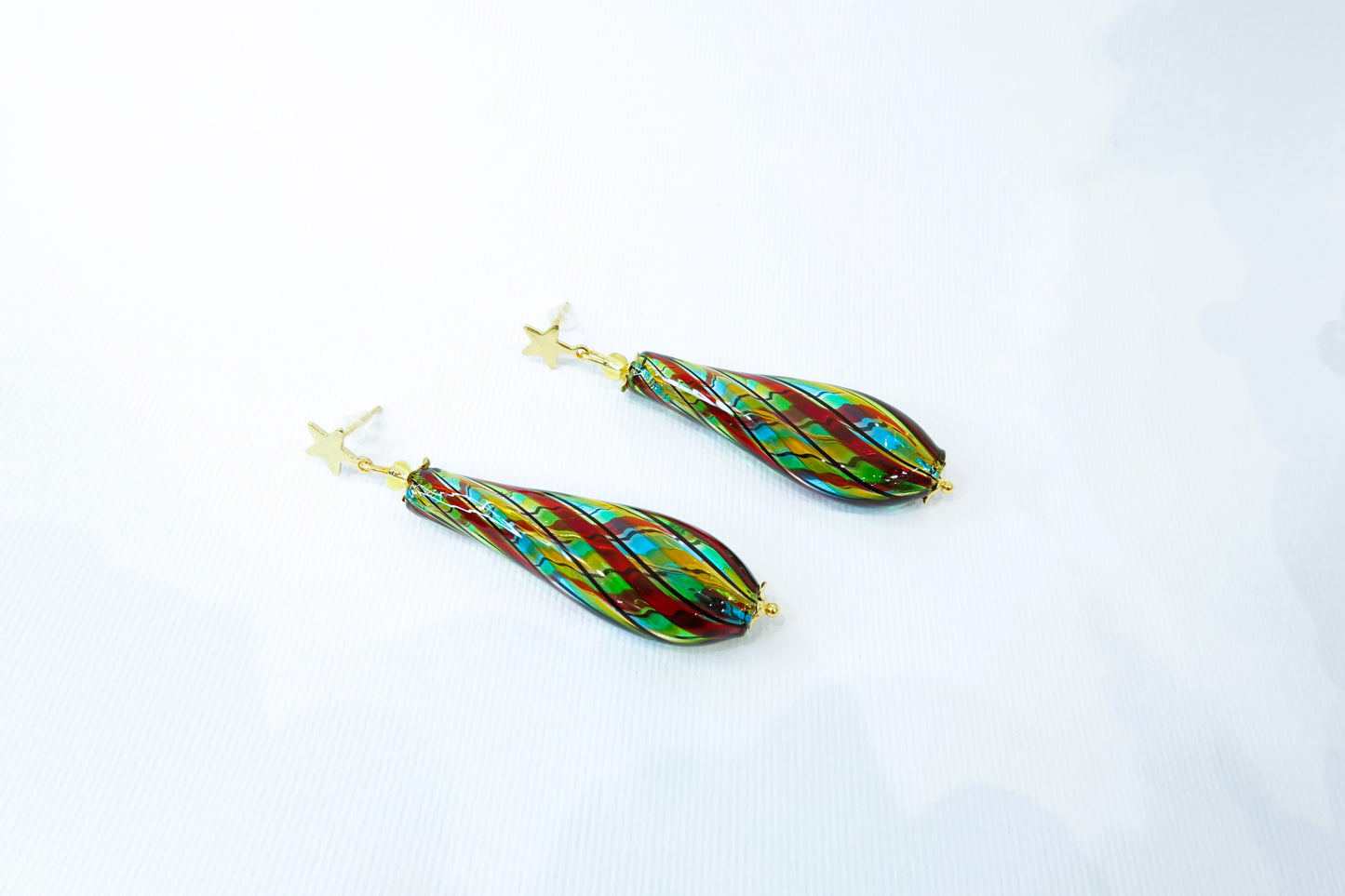 Filigree blown Murano glass earrings