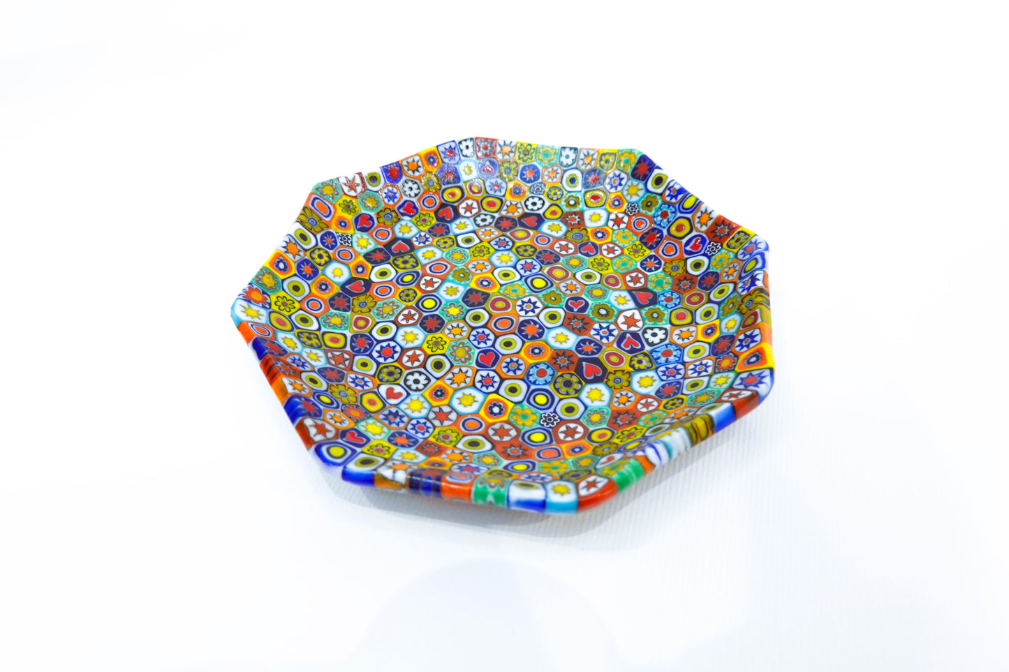 Octagonal Murrine glass saucer