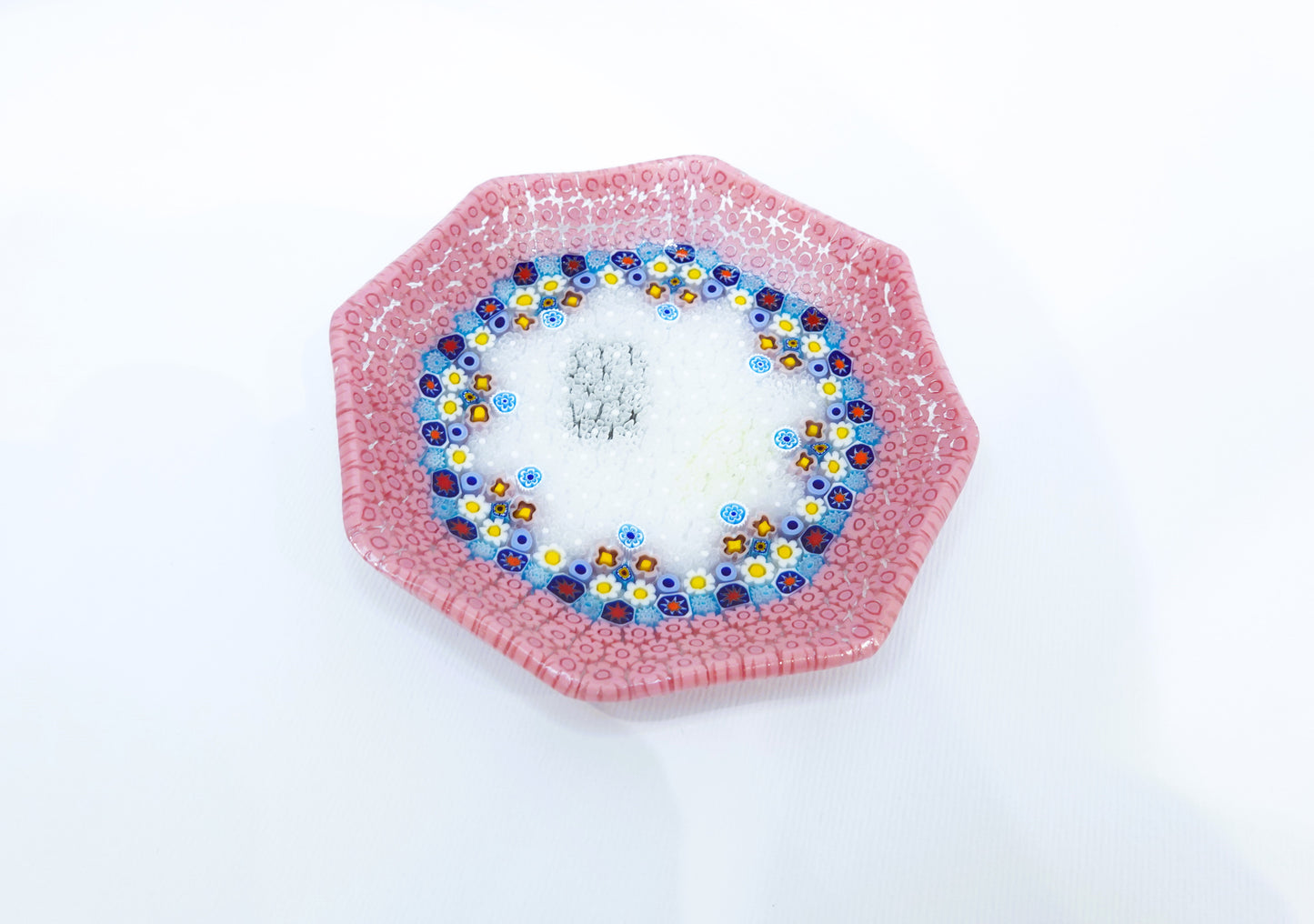 Octagonal Murrine glass saucer