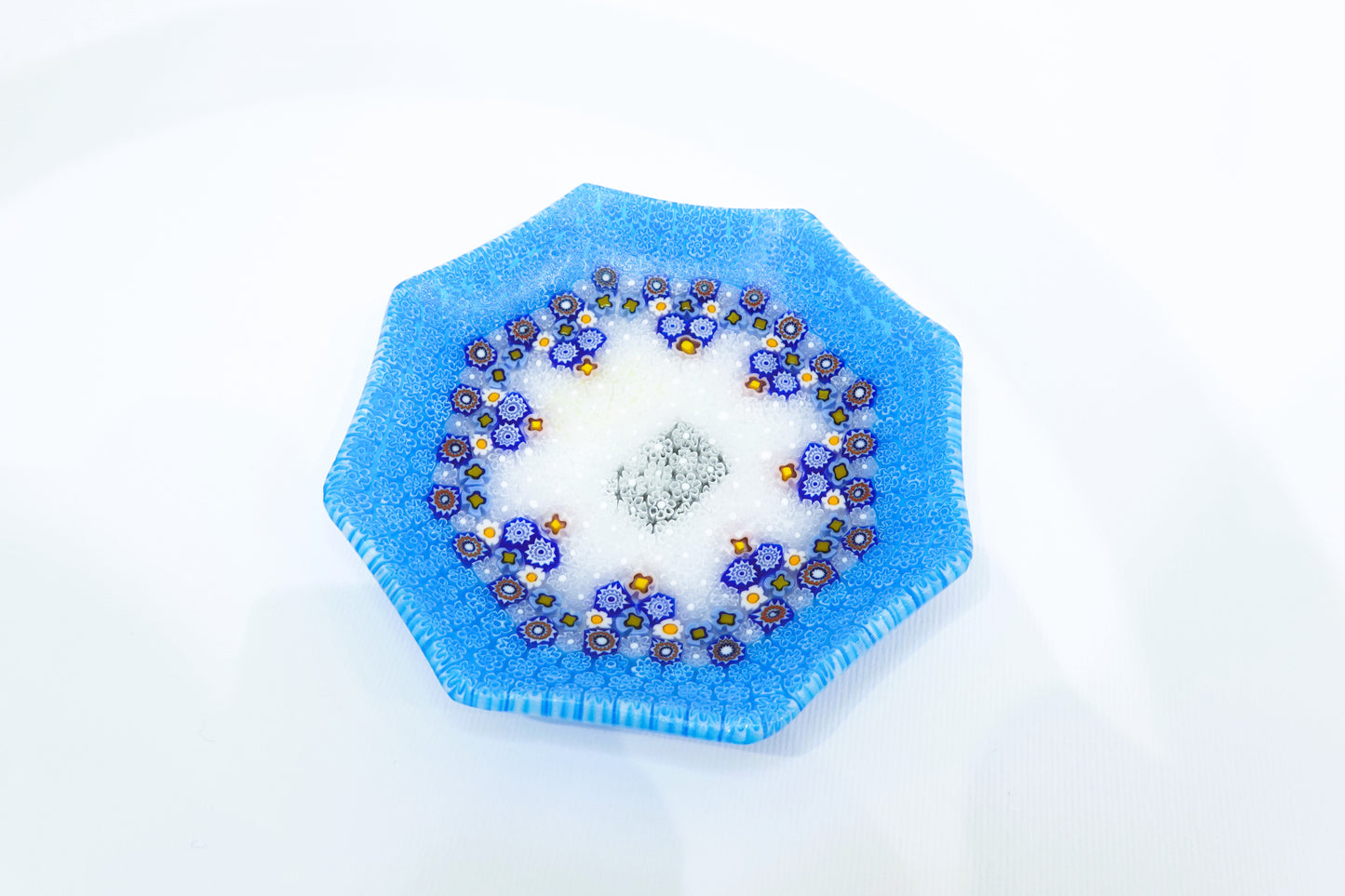 Octagonal Murrine glass saucer