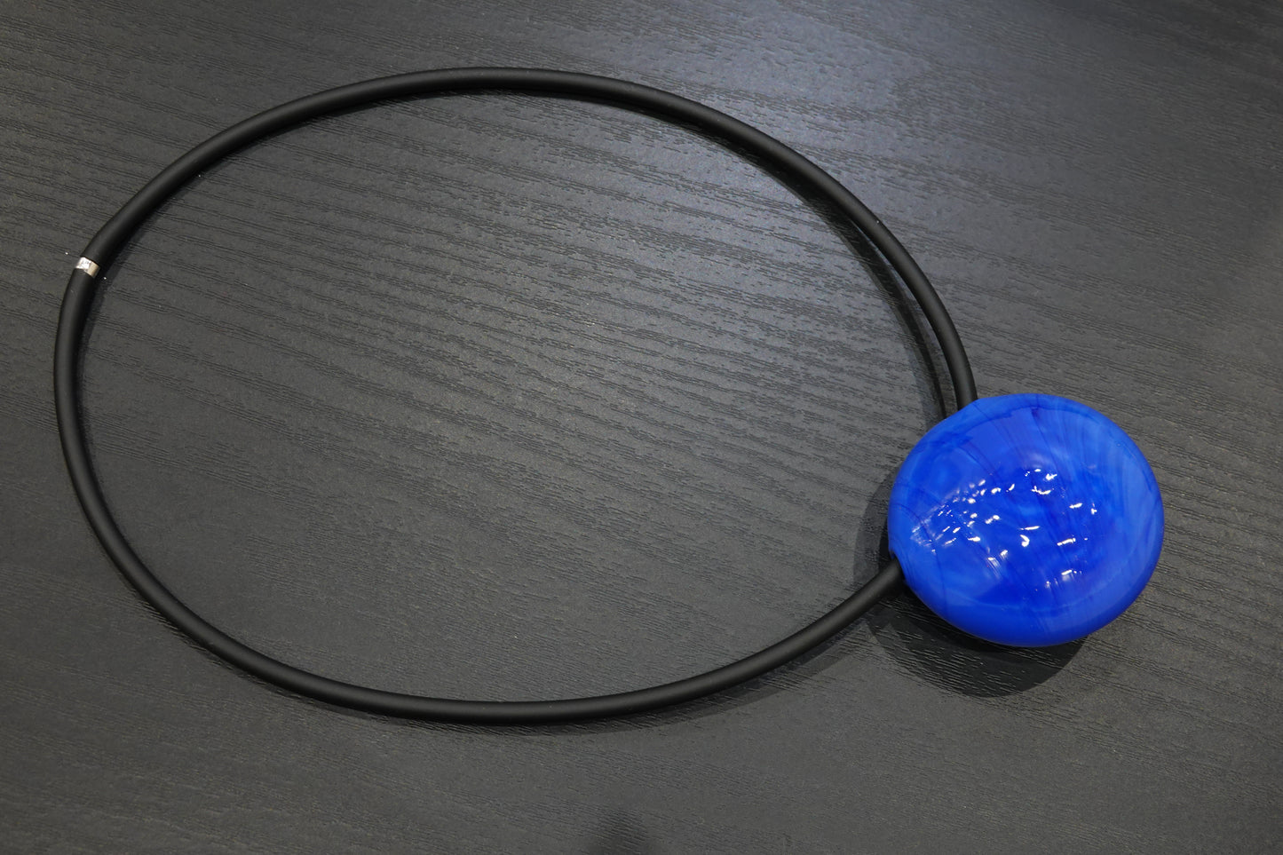 Round Domed Blown Murano Glass Pearl Rubber Necklace