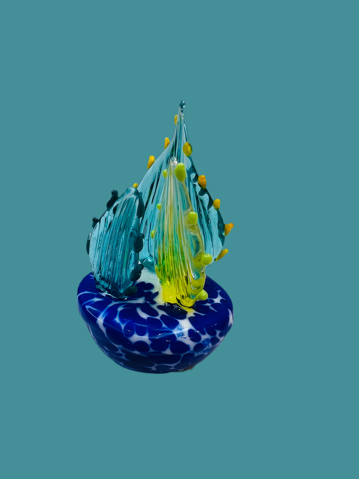 Murano Glass Plant Vase Blue Spots