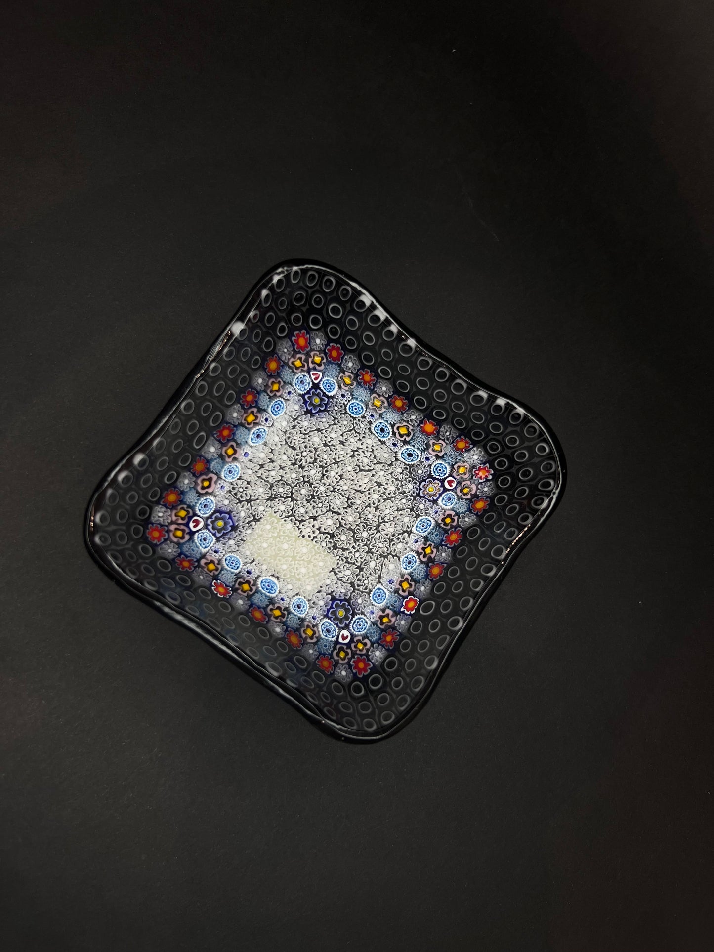 Piattino da Collezione in Vetro di Murano Murrine Millefiori