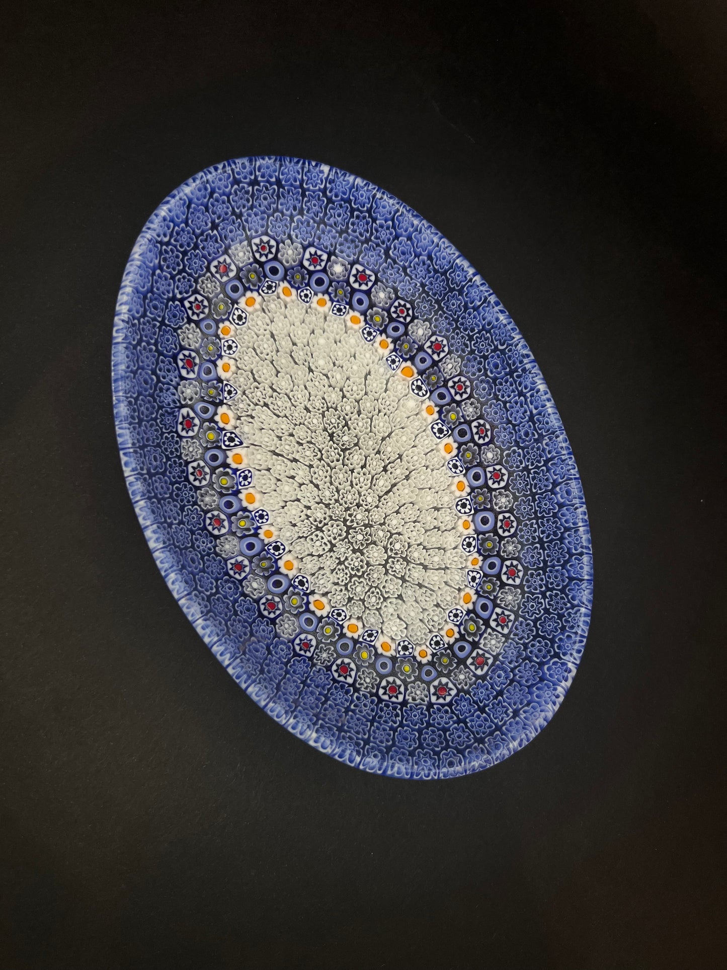 Piattino Ovale da Collezione in Vetro di Murano Murrine Millefiori