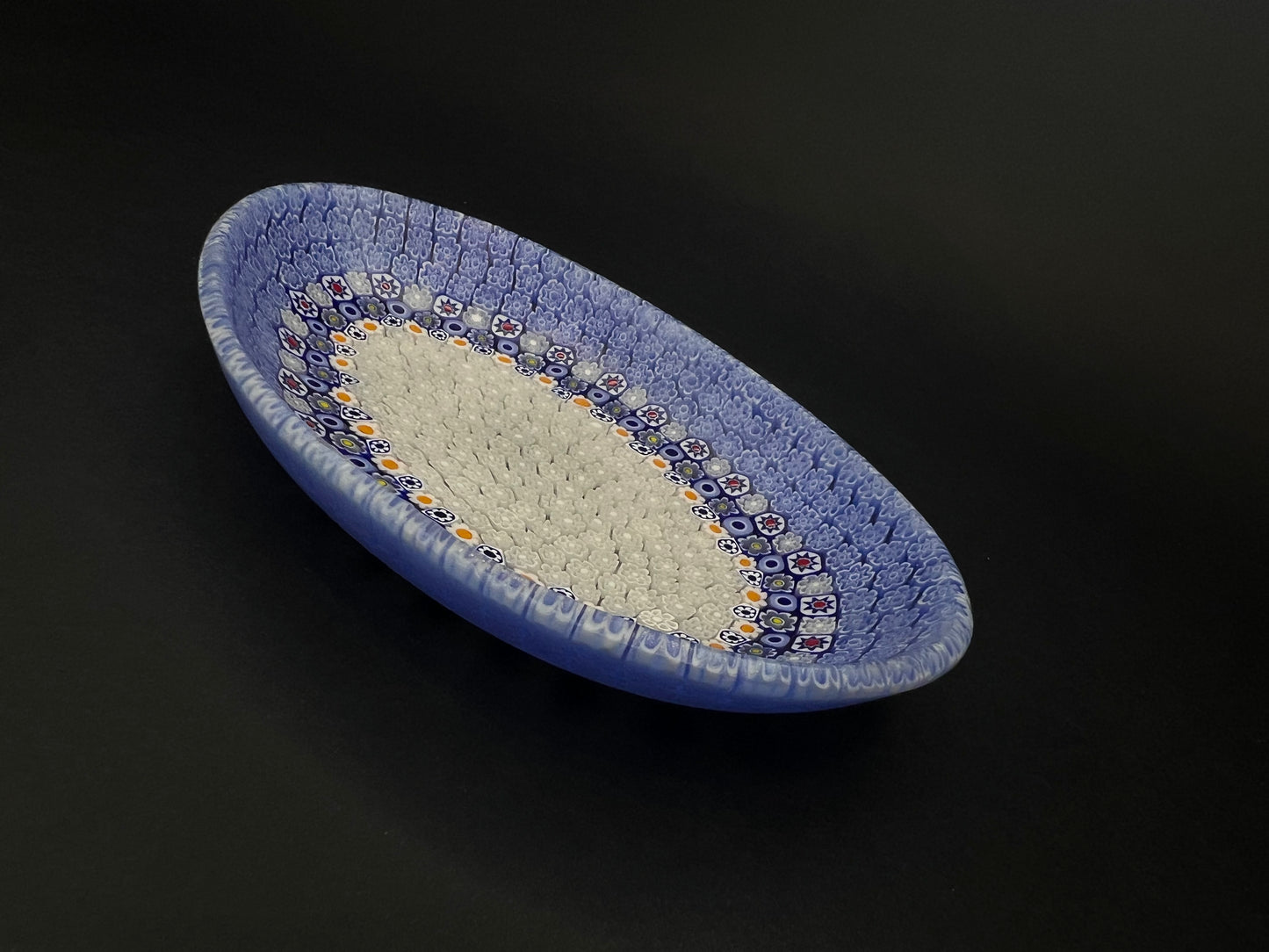 Piattino Ovale da Collezione in Vetro di Murano Murrine Millefiori