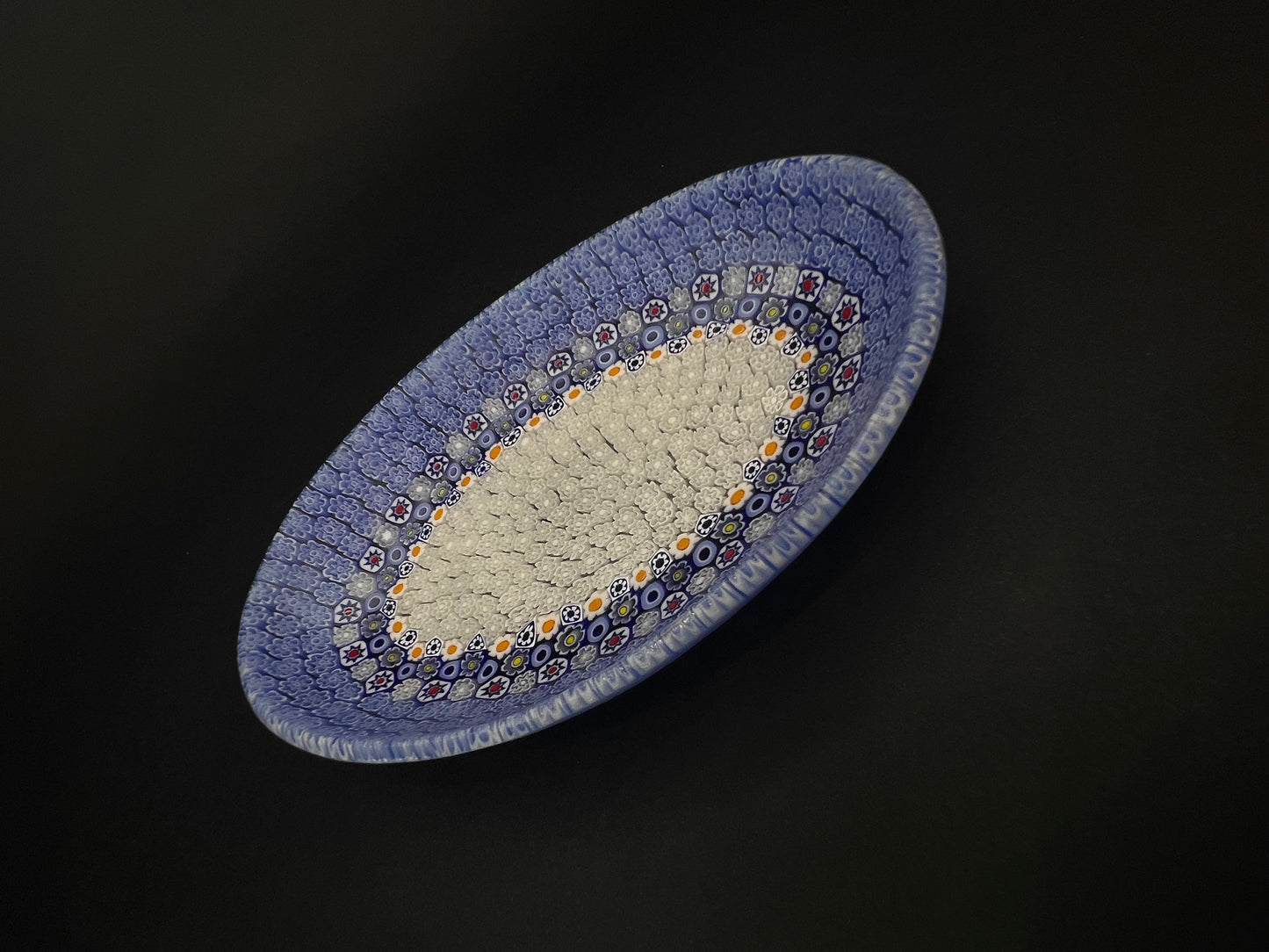 Piattino Ovale da Collezione in Vetro di Murano Murrine Millefiori