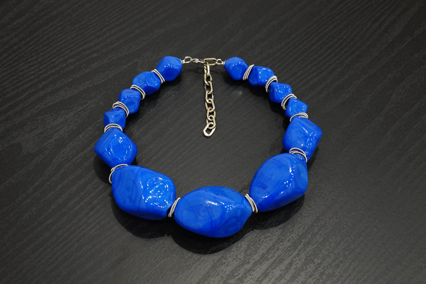 Collana Rombi Blu Notte Vetro soffiato di Murano - Blue Necklace Blown Murano Glass