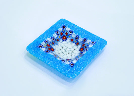 Murrine Blue Square Saucer