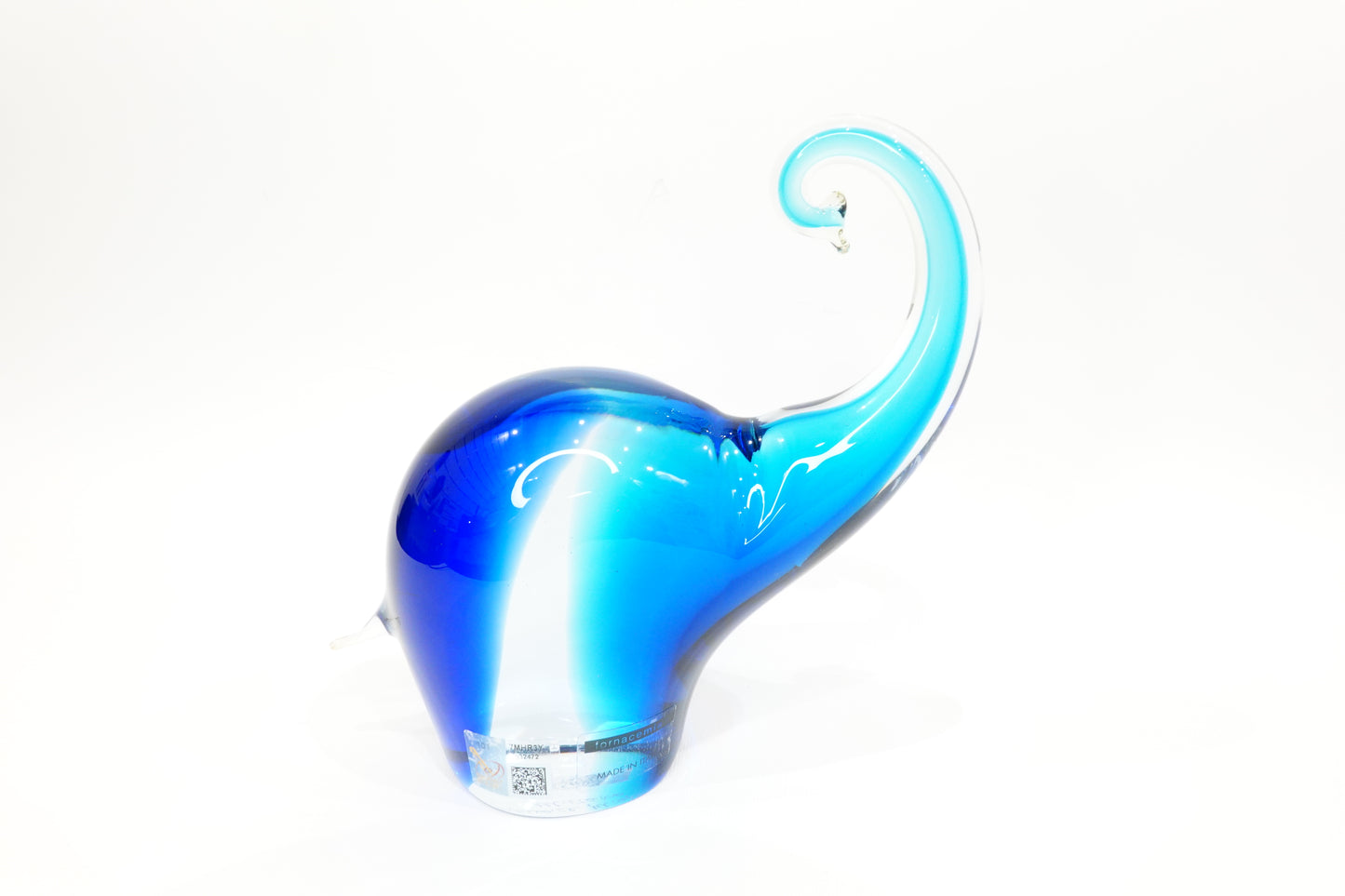 Stylized Elephant in Murano Glass - Sommerso Technique - Celestial Blue