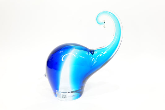 Stylized Elephant in Murano Glass - Sommerso Technique - Celestial Blue