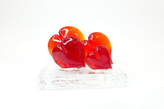 Four Hearts on a transparent base - Four Hearts on a transparent base - Murano glass