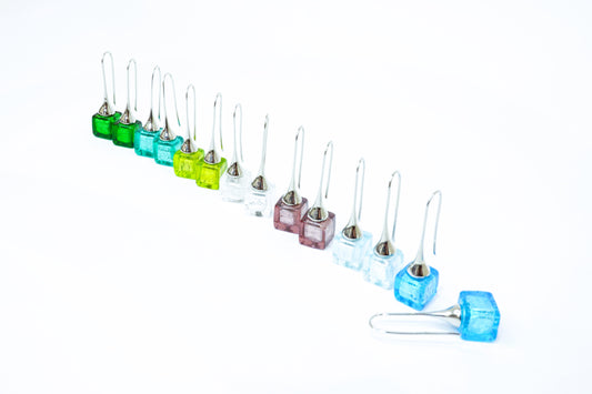 Sommerso Murano Glass Cube Earrings with silver leaf