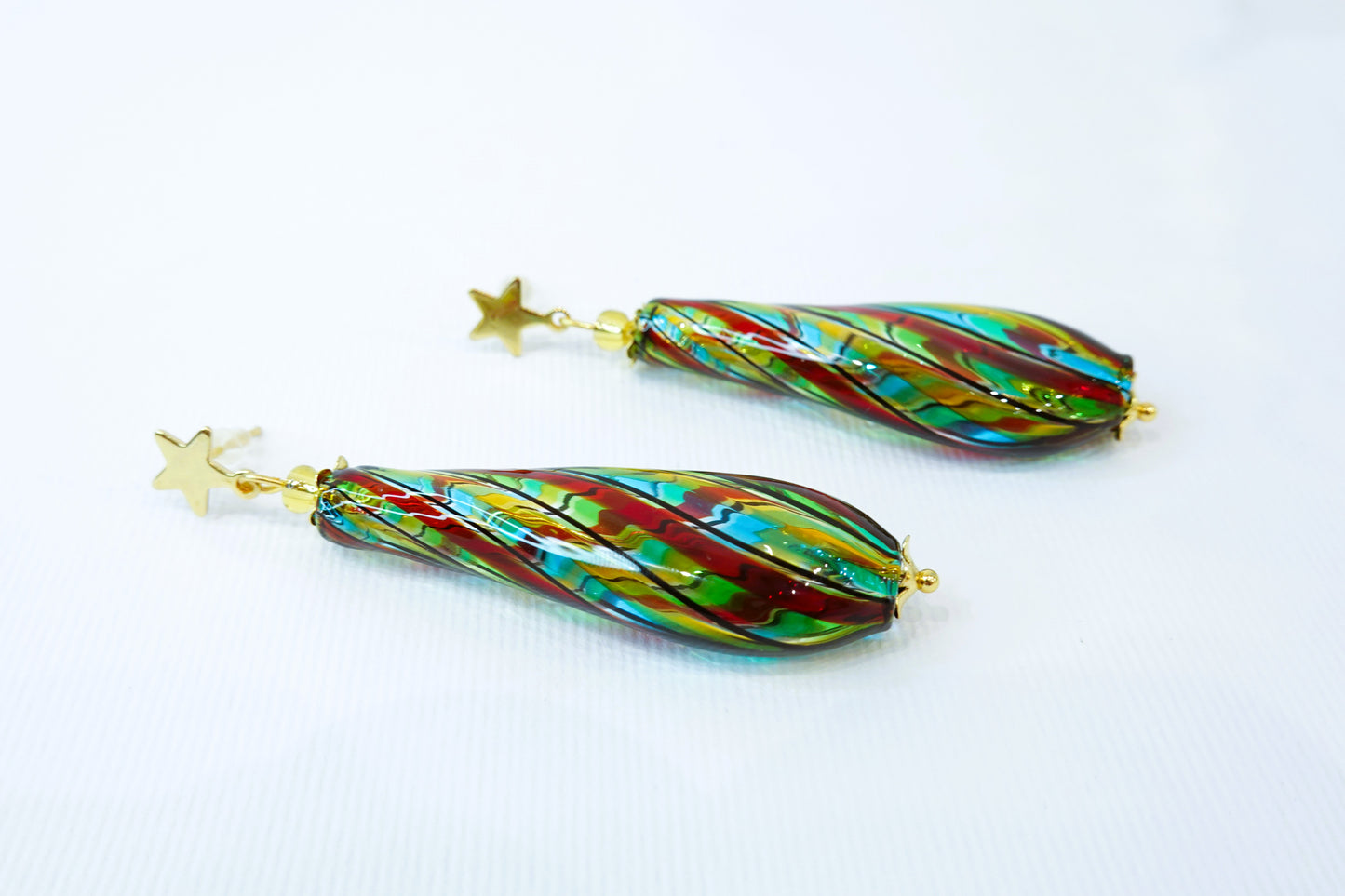 Filigree blown Murano glass earrings