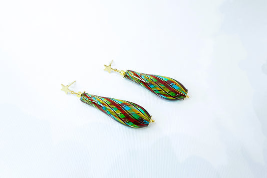 Filigree blown Murano glass earrings