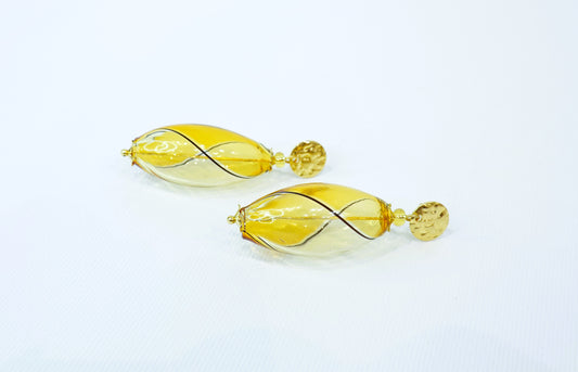 Amber Murano Glass Filigree Earrings