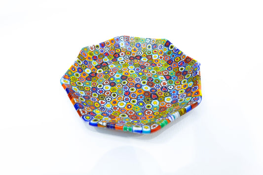 Octagonal Murrine glass saucer