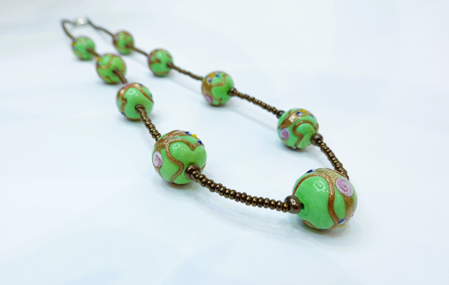 Collana “Fiorita” in Vetro di Murano Colore Verde