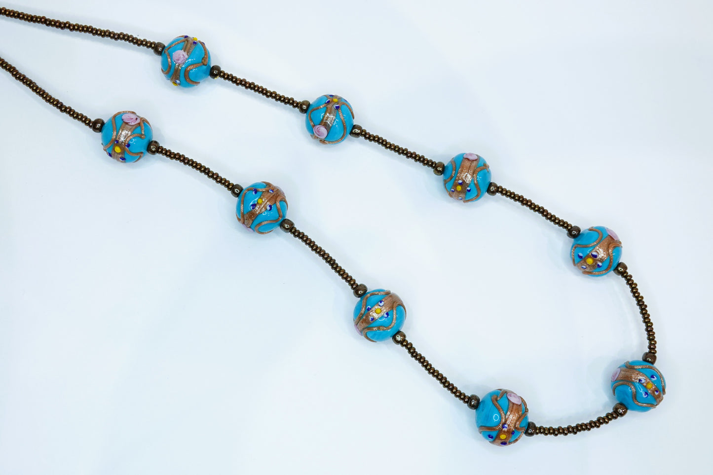 Collana “Fiorita” in Vetro di Murano Colore Blu