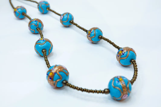 Collana “Fiorita” in Vetro di Murano Colore Blu